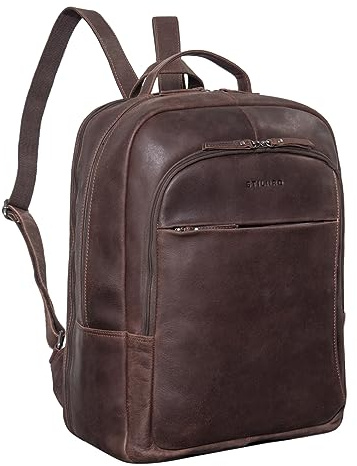 STILORD Florin XXL Business Rucksack Leder Herren Groß und Breit 17 Zoll Laptoprucksack Vintage Backpack Damen Büro Office Reise Rucksack mit vielen Fächern Echtleder Farbe:Torres - braun