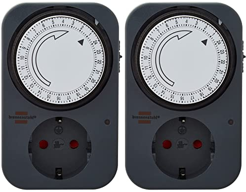 Brennenstuhl Zeitschaltuhr MZ 20, mechanische Timer-Steckdose (Tages-Zeitschaltuhr mit erh?htem Ber?hrungsschutz) grau (2)