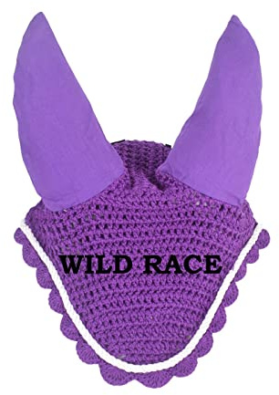 WILDRACE Voile mouche pour cheval/bonnet/masque anti-mouches/filet/crochet (complet, violet)