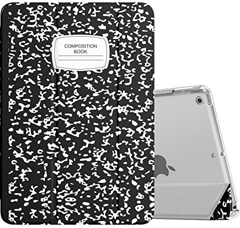 MoKo Schützhülle Kompatibel mit Neu iPad 9. / 8. / 7. Generation (2021/2020/2019), Tablethülle mit Ständer Matt Rückseite Auto Schlaf/Aufwach Funktion für iPad 10,2 Zoll, Notizbuch Schwarz