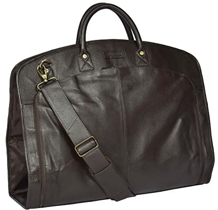 DR319 Kleidersack aus weichem Echtleder, Braun, braun, Medium