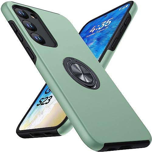 KOVASIA for Samsung S23 Case with 360° Rotating Ring Kickstand, Military Protection Shockproof S23 Phone Case for Samsung Galaxy S23 case, Alpine Green