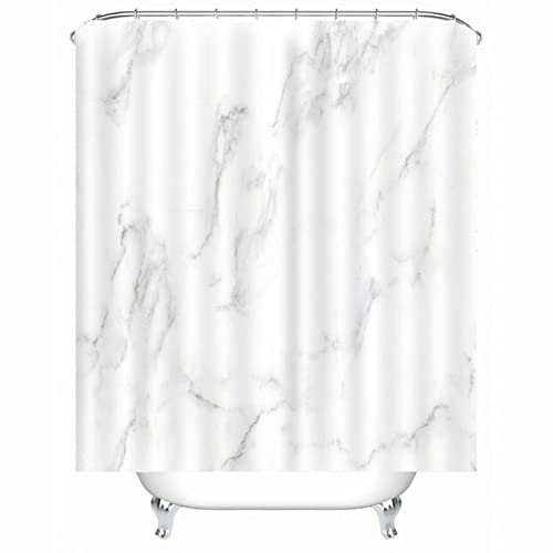 Whoiy Duschvorhang 150X200 Waschbar, Duschvorhang für Badewanne Über Eck Polyester Badegardinen Felsform Weiss für Badezimmer