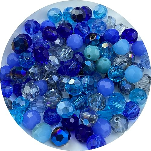 Xinhongo 400pcs 3mm Round Crystal Glass Beads Round Faceted Spacer Beads for Jewelry Making Bracelet Earring Necklace Wind Chimes Suncatchers DIY Craft Making Supplies(Blue Series)