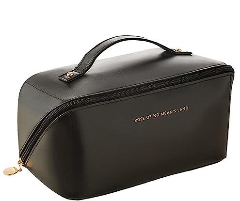 SJBAUTYO 1PCS Make Up Tasche, Reise Kosmetiktasche mit großem Fassungsvermögen, tragbare wasserdichte Leder Kulturtaschen, Schminktasche Reise aufklappbar für Reisen, Berufung usw