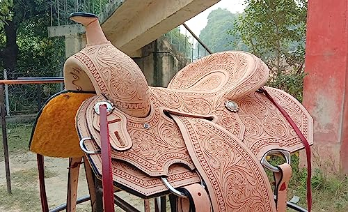 WILD RACE Western Naturleder Down Roper Ranch Sattel mit hartem Sitz/Western Natural Leather Down Roper Ranch Saddle with Hard Seat (18)