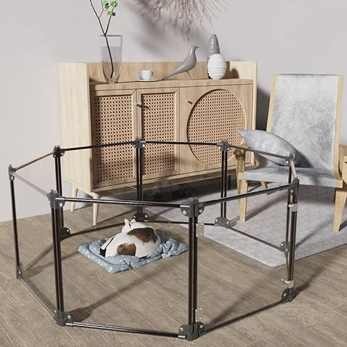 Tragbarer Haustier-Laufstall, Acryl-Hundelaufstall, abnehmbar, Haustier-Übungsstall, Zelte, Hundehütte, Spielplatz für Welpen, Hunde und Katzen, drinnen und draußen, Reisen, Camping
