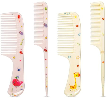 MEGAVOW 4 Piezas Cepillo Pelo Antitirones Niña, Juego de Peine y Cepillo Desenredante Cabello Húmedo y Seco, Cepillo de Masaje para Desenredar, Lindo Regalo