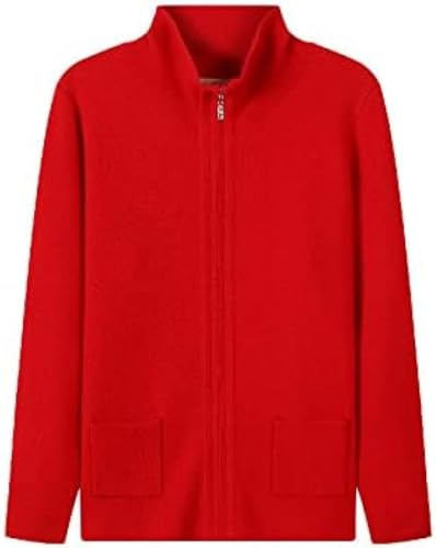 Suéter De Cachemira Grueso Con Cremallera Y Cuello Alto Para Mujer, Cárdigan, Ropa Para Madre, Chaqueta De Punto Roja, Suéter De Invierno,Rojo,4XL