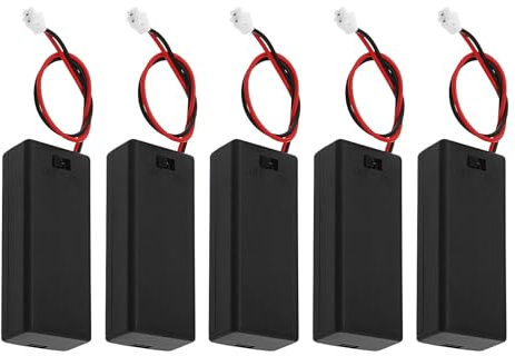 ECSiNG Lot de 5 Supports de Piles Noirs 3 V 2 AAA Boîte de Rangement avec Interrupteur Marche/arrêt Câble de Connecteur Mâle PH2.0-2 Broches Compatible avec BBC Micro: Bit Board 135 mm