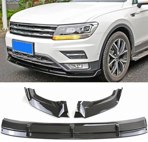 KWAYA Auto Frontlippe Frontspoiler für VW Tiguan MK2 2017 2018-2020, Frontstoßstangen Lippenkörper Autoantikollisionsschutz, Auto Tuning Zubehör,2 Carbon