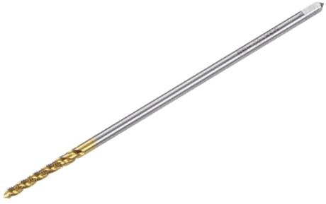 sourcing map Tarauds métriques à cannelure hélicoïdale, filetage M3 x 0,5 H2 100 mm, filetage extra long, revêtement en titane pour réparation de machiniste