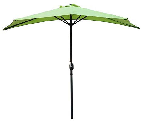 Parasol de patio Parasol de plage 2,7 m Balcon de jardin Demi-parasol semi-circulaire avec manivelle, pare-soleil semi-rond circulaire pour terrasse extérieure petite terrasse