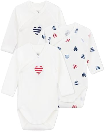 Petit Bateau unisex baby långärmad bodys för födseln (förpackning med 3), Variant 1, 12 månader
