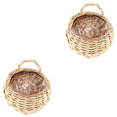 INOOMP 2stücke Wandhängender Rattan Blumenkorb Handgefertigter Pflanzkorb Für Pflanzen Und Blumen Dekorativ Für Garten Terrasse Und Innenräume Stilvoll Und Vielseitig Einsetzbar