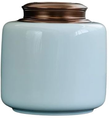 Tarro de cerámica para alimentos Carrito de té de cerámica Cubierta de metal Tarro sellado Caja de té grande Contenedor de té Organizador de té Tanque de almacenamiento Lata de té Tarro de azúcar Con