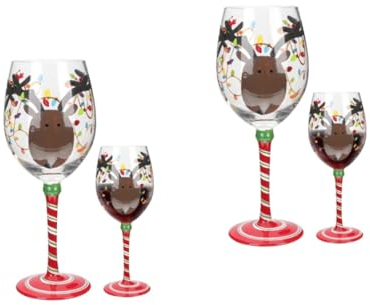 PRETYZOOM 2St Weihnachtselemente Glas Elch-Weingläser Weihnachtsbecher Weihnachtsparty-Kelch Weinkelche weihnachts party weihnachtsgeschenke Weihnachtsweinbecher Weinglas für den Haushalt