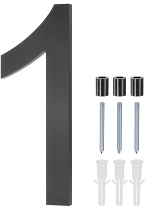 M METERXITY 8 Numeri Civici Galleggianti Acrilico, Numero Civico Moderno 1 con Kit Chiodi e Istruzioni, Numeri Civici Esterni per Esterno/Giardino/Cassetta Della Posta [Nero]