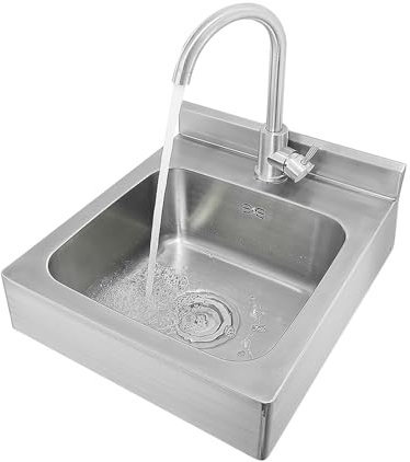 GHHDPDMJ Lavello da Cucina a Parete, lavabo lavamani in Acciaio Inox con Rubinetto, lavello Professionale in Acciaio Inox per Catering, Cucina, Bagno, ECC.