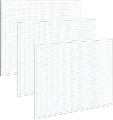 Engineering Graph Paper Blöcke, 28 x 43 cm, Quadrille, 25 Blatt/50 Seiten, Rasterpapier für Zeichnen, Ingenieurwesen, Blaupausen-Zeichnen, 100 g/m² blaues Quadlineal, 100 g/m² weißes Papier, 3 Stück