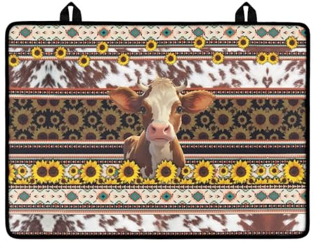 Qehuruxo Aztec Cow Stove Top Cover Electric Stove Top Cover,Waterproof Stove Cover,Electric Stove Cover With Hanging Loops