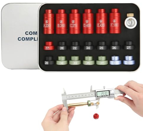 Kit comparatore Calibro Spazio di Testa,Kit comparatore proiettili - Kit Completo di Ricarica proiettili,Kit comparatore di proiettili con 14 Inserti e 6 boccole, Strumento di misurazione del Calibro