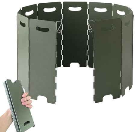 Écran éolien pour le pare-extérieur du poêle à camping - 11 assiettes pour le pavé à vent du vent - Bloqueur de coups de vent portable, écran de camping pliable pour extérieur