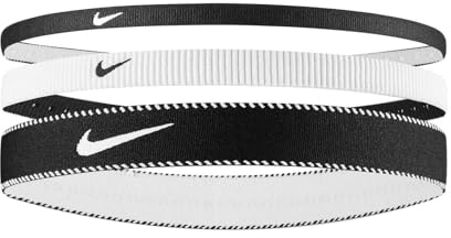 Nike Flex Classic MW Headbands 3PK Fasce Elastiche Varie Ampiezze per Capelli Sport W/B (3 unità)
