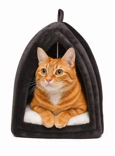 Ved Cuccia Gatto Interno - Cuccia per Gatti e Gatti da Esterno, Casetta Igloo Calda e Morbida per Gatti e Cani, Letto Invernale per Gatti, Cuccia Chiusa per Interno ed Esterno