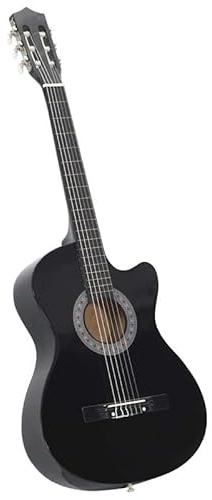 Chitarra western Cutaway da 38, colore nero, 6 corde, per principianti e esperti, perfetta per concerti ed esercizi