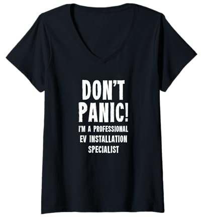Femme Spécialiste de l'installation de véhicules électriques T-Shirt avec Col en V