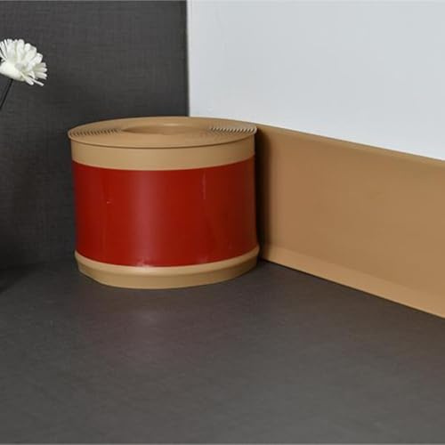 Zilimontt Weiche PVC-Sockelleiste, 3 m Muster, 10 cm, wasserdicht, selbstklebend, einfache Montage, flexible Leiste, Boden, Kunststoff, für Heimwerker, Dunkelbraun/Gelb/Grau (gelb)