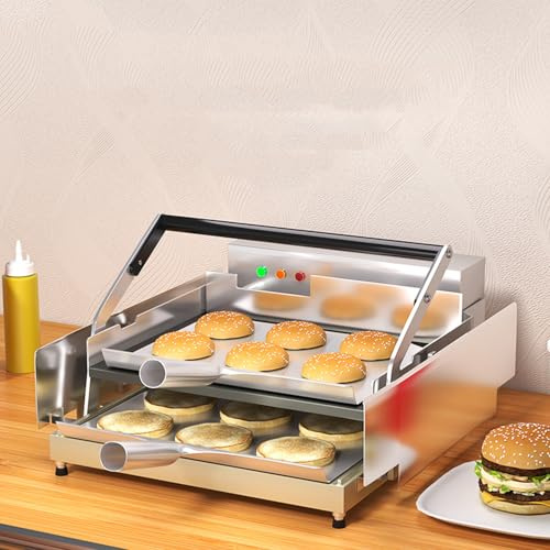 FHRKA Tostapane per Hamburger Elettrico, Macchina per Griglia a Doppio Strato con Temperatura Regolabile 50-300℃ per Uso in Cucina Commerciale