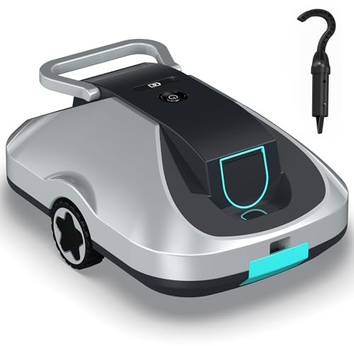 Robot Piscine sans Fil, Robot aspirateur Piscine sans Fil, 200Min d’Autonomie, Retour Automatique, Filtration Ultra-Fine, Navigation Intelligente, Compact et Portable pour Piscines Hors Sol 232 m²