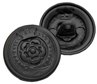 10 Stück schwarz matt Knöpfe Metall gewölbt Ösenknöpfe günstig Blume Krone 2cm