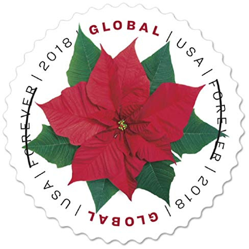 2018 Global Poinsettia Forever Stamps - Always Good for 1 Oz International First-Class Mail (4 Sheets of 10)