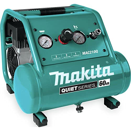 Makita MAC210Q-R Quiet Series 1 HP 2 Gallon Oil-Free Hand Carry Air Compressor (Renewed)