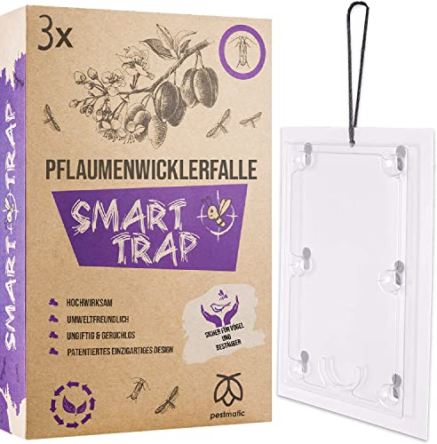 Pestmatic Pflaumenmotten Falle x3, Mottenfalle, Pflaumenwicklerfalle für Obstbäume,Pheromonfalle sicher für Vögel & Bestäuber, natürlicher Pflaumenschutz, Insektenfänger für draußen Madenbekämpfung