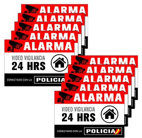 Pegatina alarma securitas - Cartel zona videovigilada adhesivo - Pegatinas Aviso a la Policía - Placa videovigilancia – 14,8 x 10,5 cm (10)