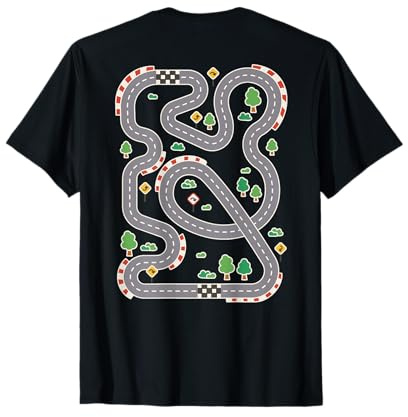 Kids Car Auto Rennstrecke Massage T-Shirt für Kind, Unisex, Kurzarm, Schwarz, S