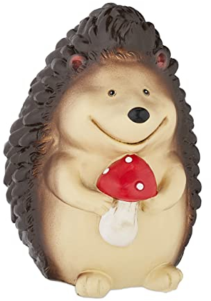 Relaxdays Figura Jardín Erizo, Decoración Exterior Resistente Intemperie, 15x10,5x10,5 cm, Figurita Otoñal, Marrón, Polirresina