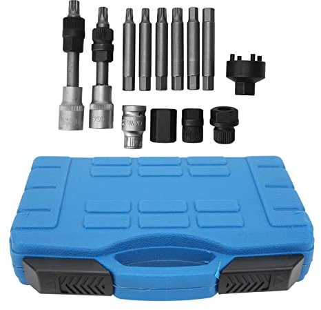 Leapiture Alternator Decoupler Pulley Tool 13-teiliges Generator-Riemenscheiben-Werkzeug-Kit zum Entfernen des Freilaufs, Entkopplungsabzieher, Buchsenhülsenbohrer, Installationsset für OAD-Riemensche