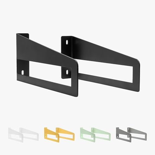 Natural Goods Berlin 2x Regalhalter DAHLEM, schwerlast Regalträger, Regalstütze, Wandregal, Schweberegal für Küche und Büro (Schwarz, 225mm Tiefe)