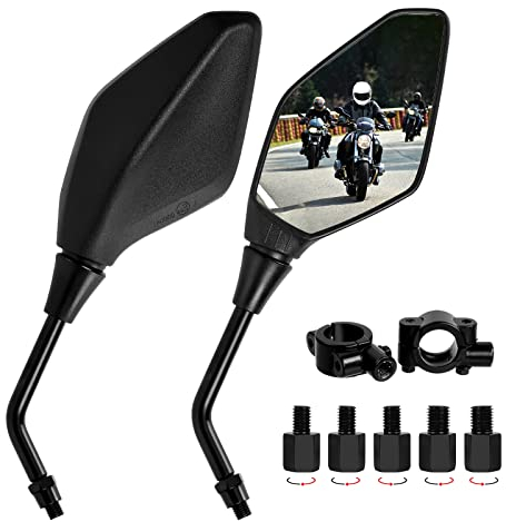 Mirror for Motorbike, Motorcycle Rearview Mirror, Motorbike Mirror Universal 7/8 inches 22mm, High Definition, with M8 M10 Clockwise and Counter Clockwise Threaded Bolts, for Motorcycle ATV Scooter