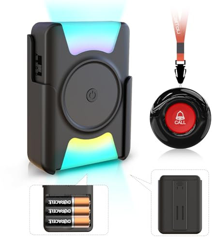 CallToU Personal Alarms Elderly Wireless Caregiver Pager Call Button Nurse System 1 Waterproof Panic Vibrating Flashing Receiver Seniors/Patients/Disabled at Home, Button+ (CC21 01ab 1-1)