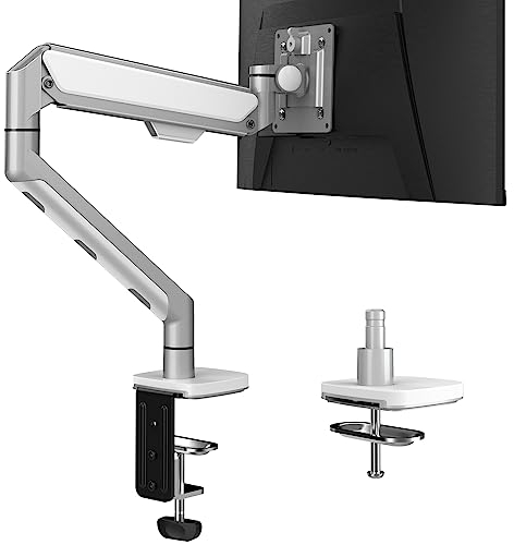 FORGING MOUNT Soporte de escritorio para pantallas de 13 a 36 pulgadas, soporte ergonómico para monitor, altura ajustable, inclinación de 90°, giro de 180°, rotación de 360°, VESA 75/100, mayor