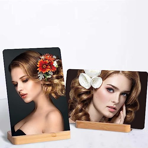 AptoFun Foto sobre aluminio con base de bambú, regalos de fotos personalizados con tus propias fotos y textos en placa de aluminio, regalos fotográficos (178 x 127 mm)