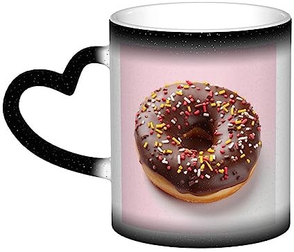 NOGRAX Tazze da caffè con stampa a ciambella, tazza termosensibile al calore, in ceramica, ottima idea regalo