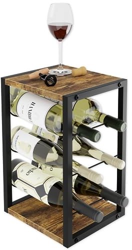 Lenmar - Metall Weinregal für 6 Flaschen | LOFT 2-6 | Kompakt Maximierte Kapazität | Modernes Design | Schnelle & Einfache Montage | Hochwertig | Stabile Metal Konstruktion (24 x 21 x 37 cm)