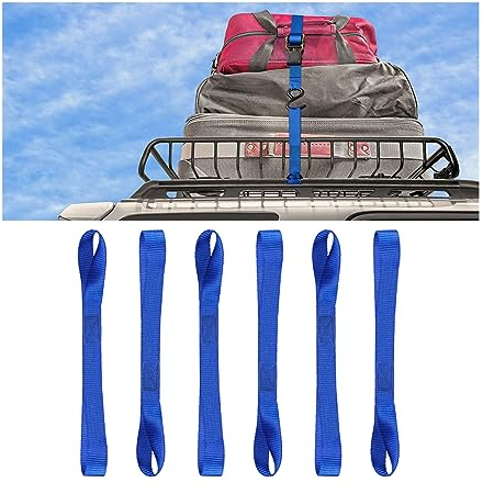 JNNJ 6 Piezas Correas De Amarre Strap De Amarre, Lazos De Amarre para Motocicletas Lazos Amarro Suaves Correas Amarro, Correa Trinquete Correas Sujección Cinta para Remolque Acarreo(Azul)